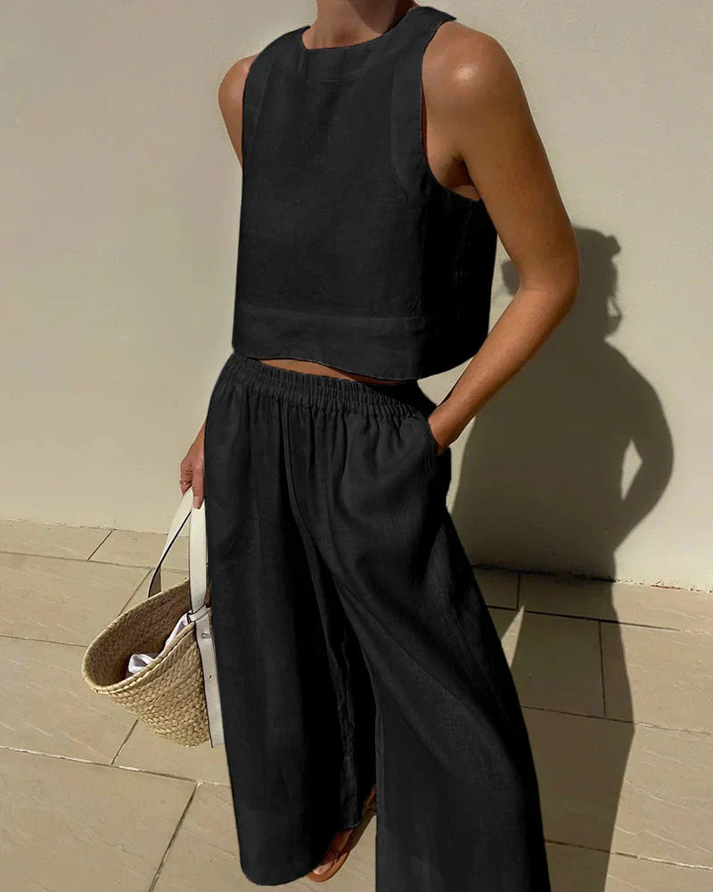 Sabina | Casual Sleeveless Capri Pants Set