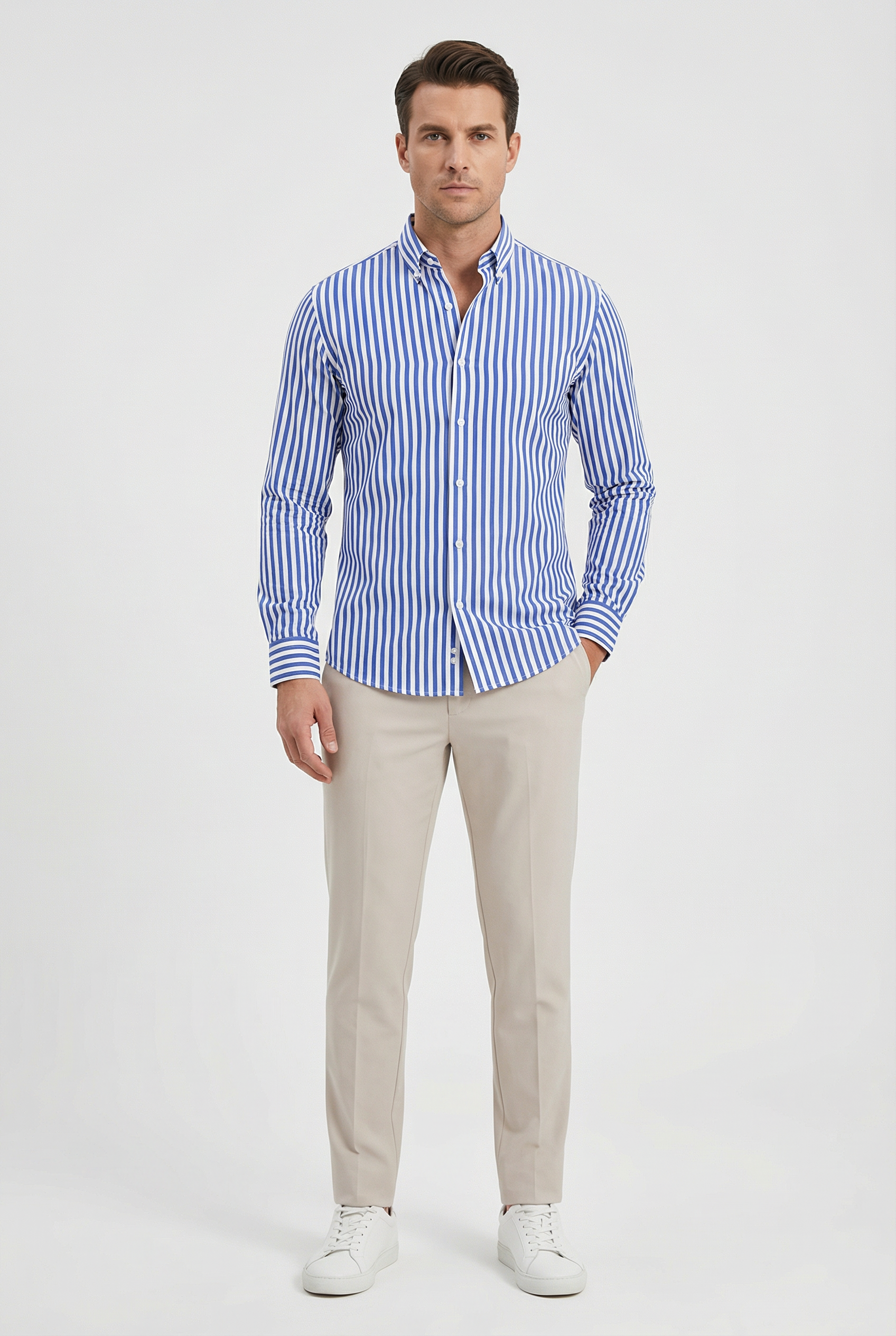 Leon | Men's Dress Shirt Slim Fit Long Sleeve Striped
