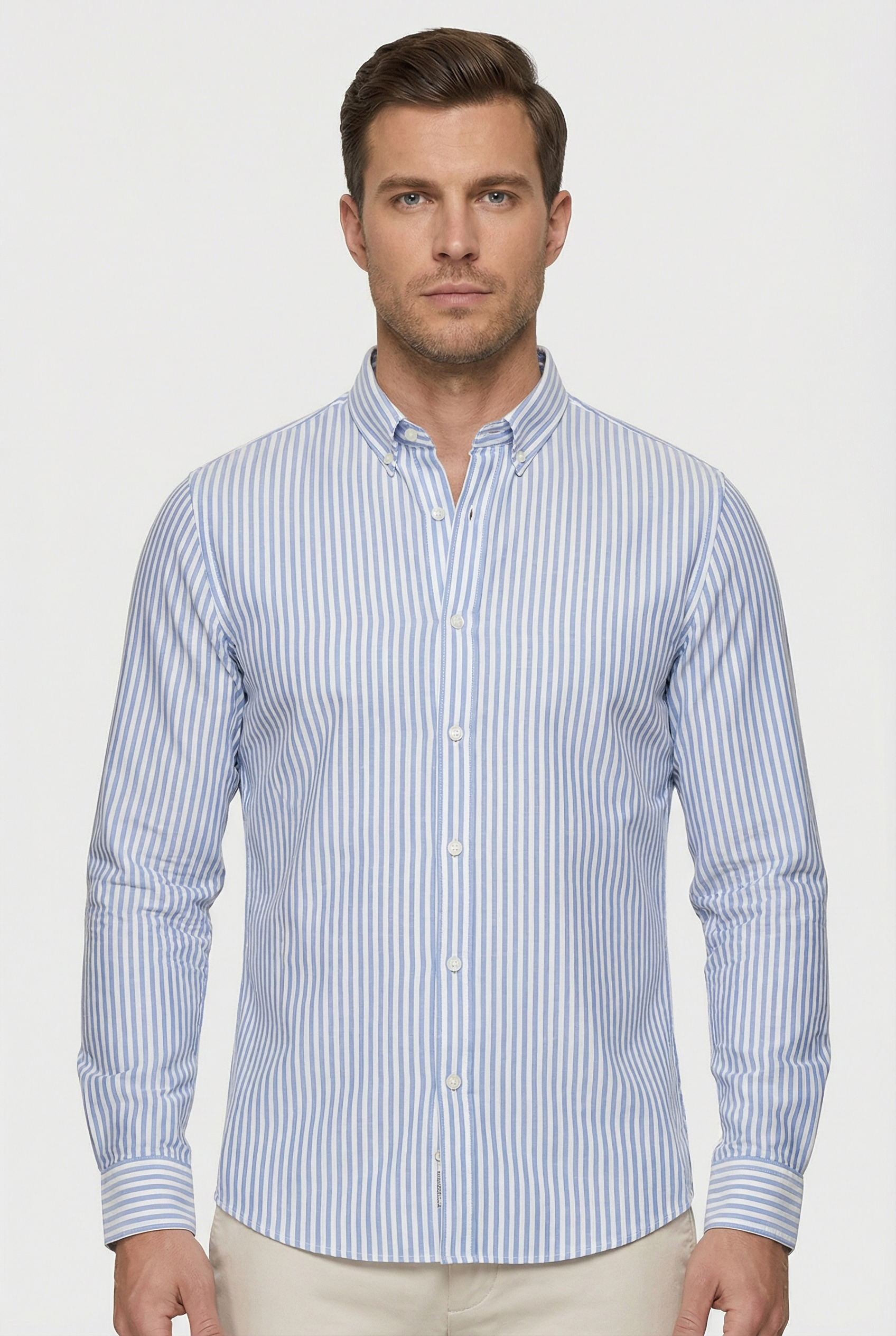 Leon | Men's Dress Shirt Slim Fit Long Sleeve Striped