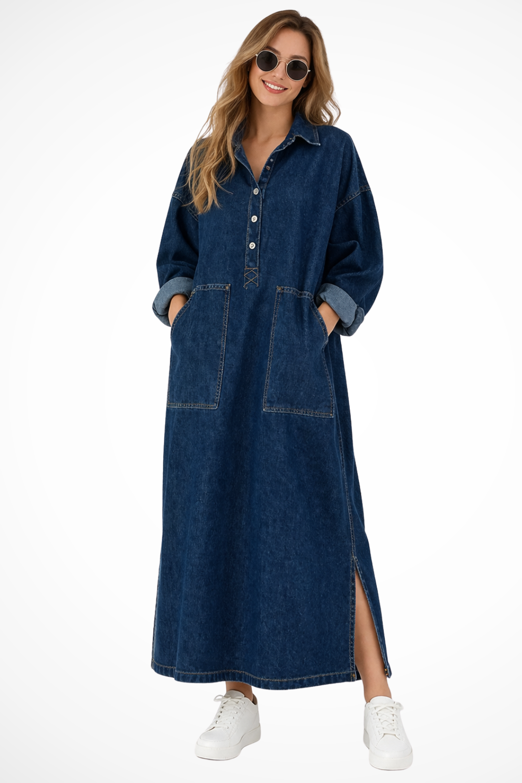 Gabby | Women's Denim Oversized Maxi Dress with Pockets
