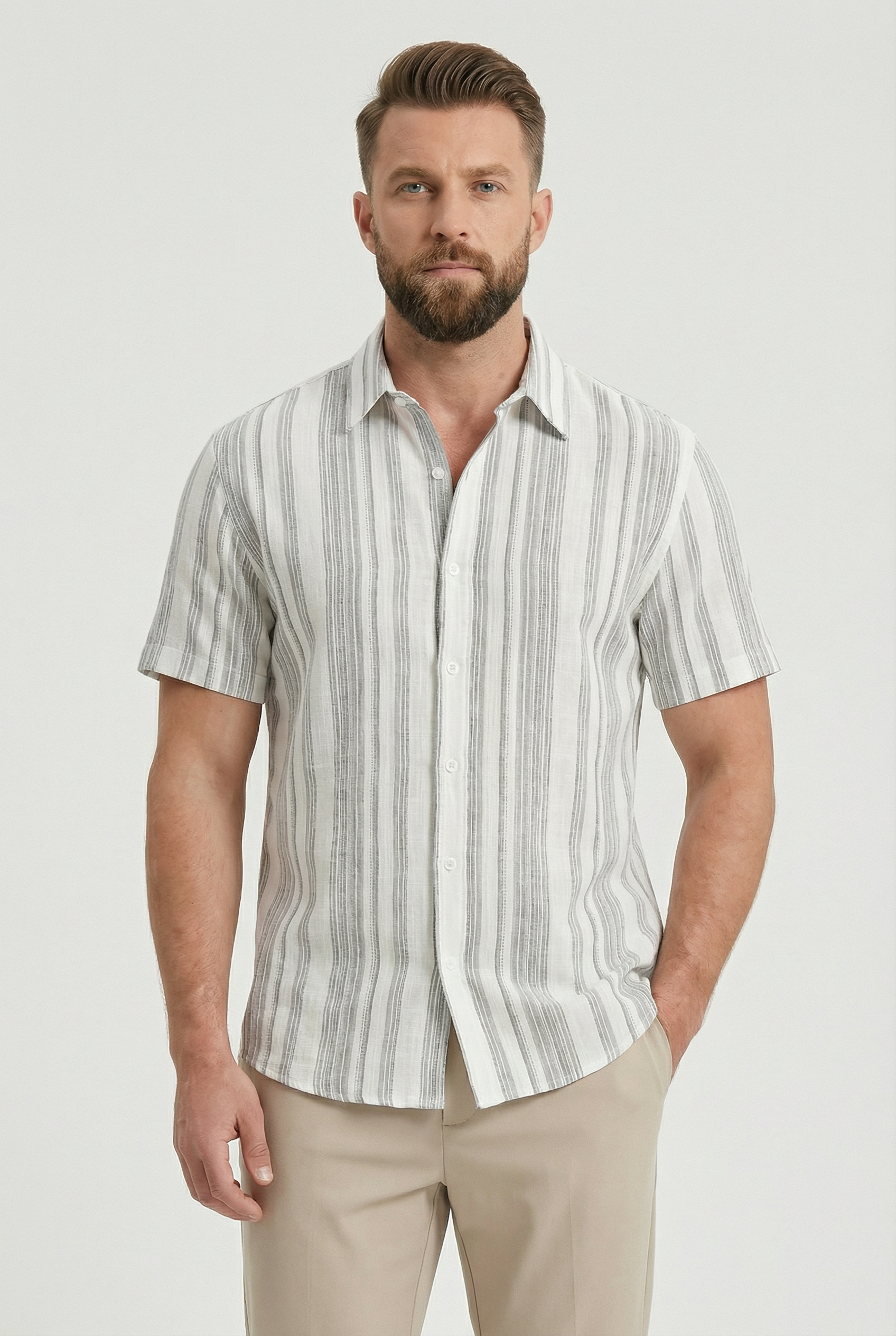 Ollie | Men's Cotton Short Sleeve Striped Shirt