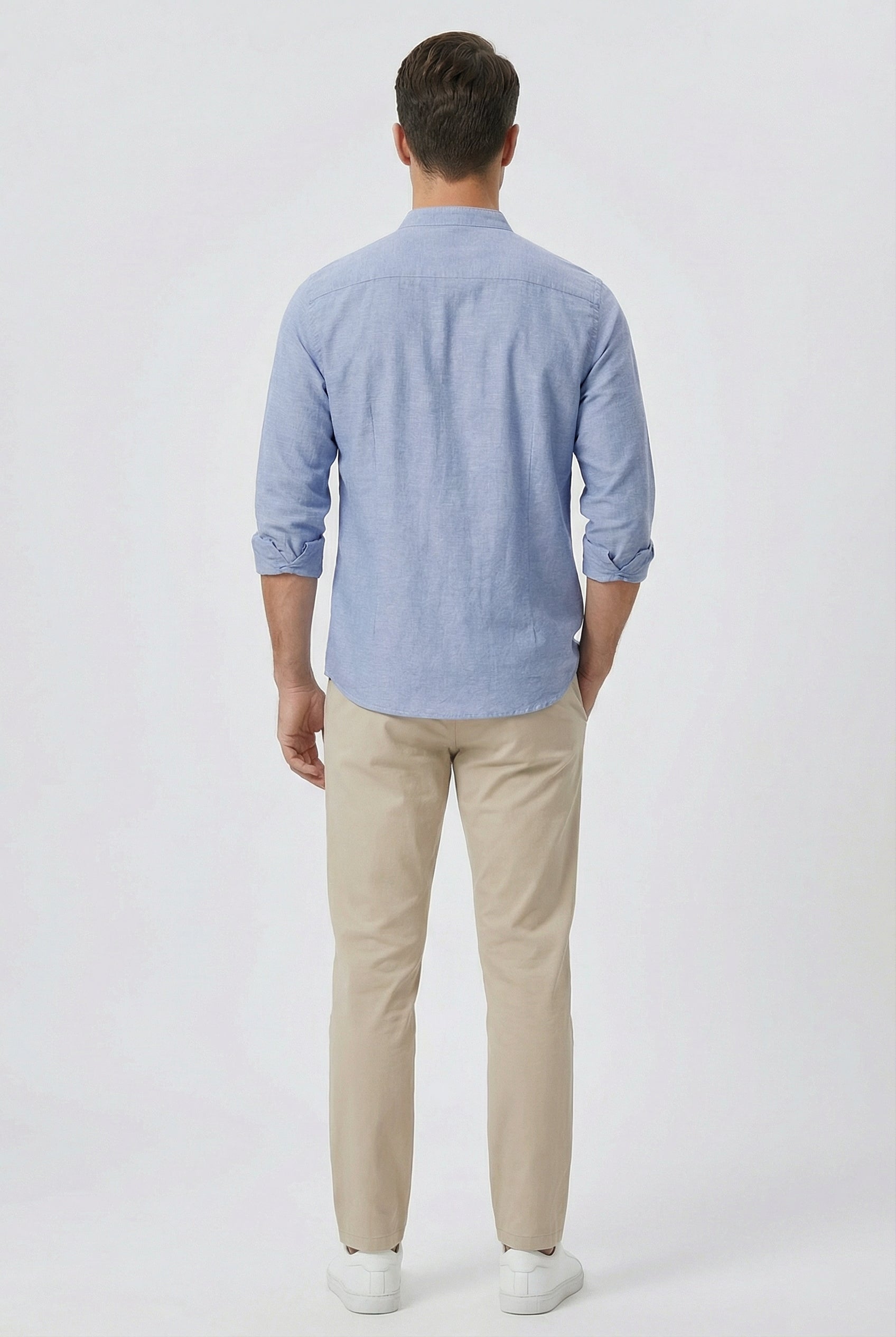 Aaron | Men's Linen Casual Shirt with Mandarin Collar