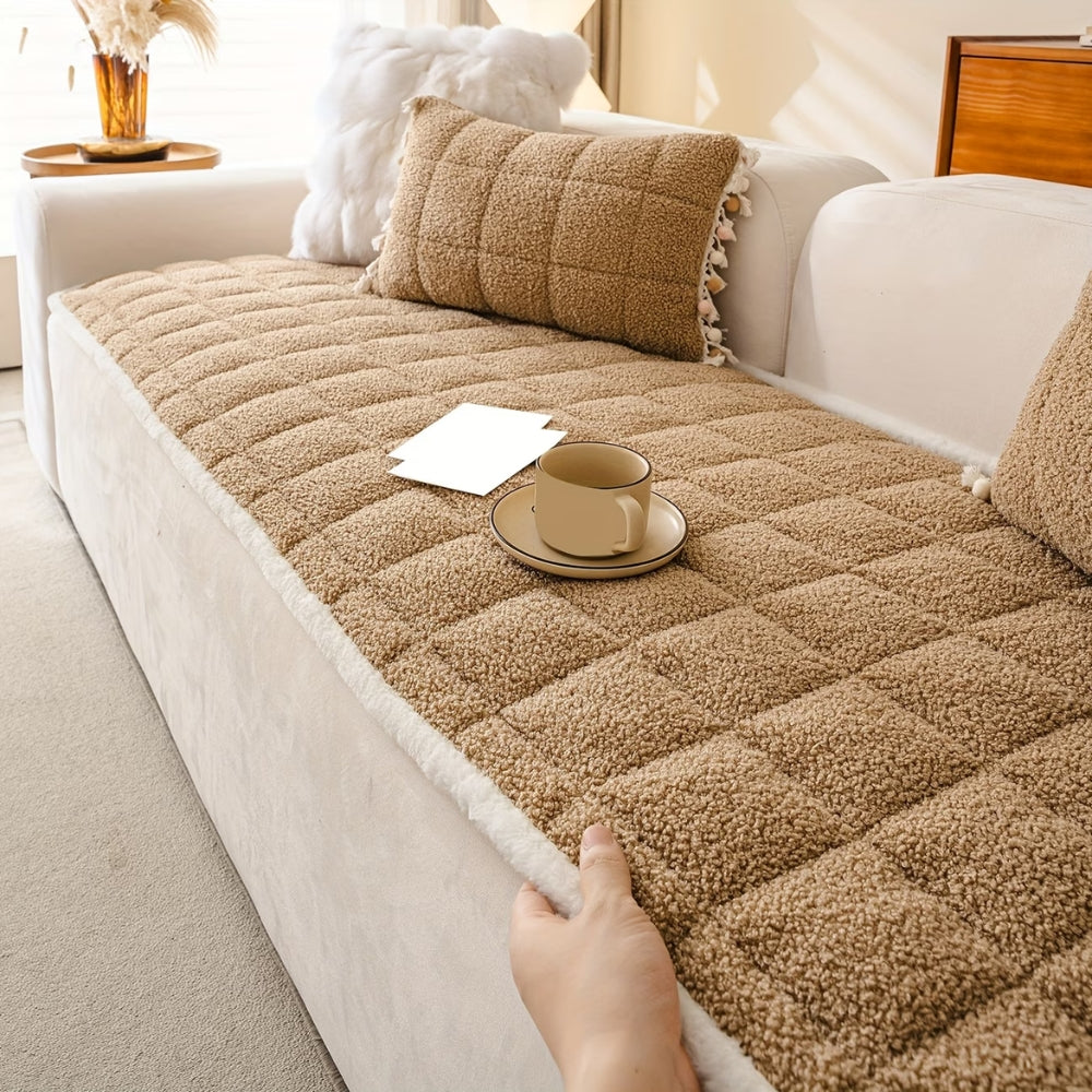 Modern Square Boucle Anti-Slip Couch Cover