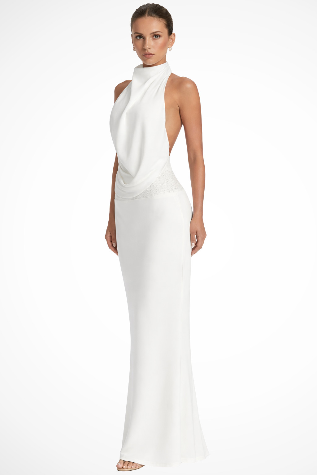 Ivana | Women's Satin Halter Neck Maxi Dress