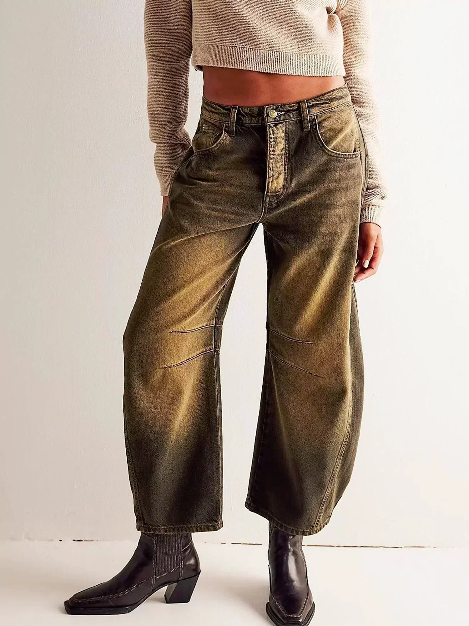 Whitney | Women's Wide Leg Leopard Print Jeans