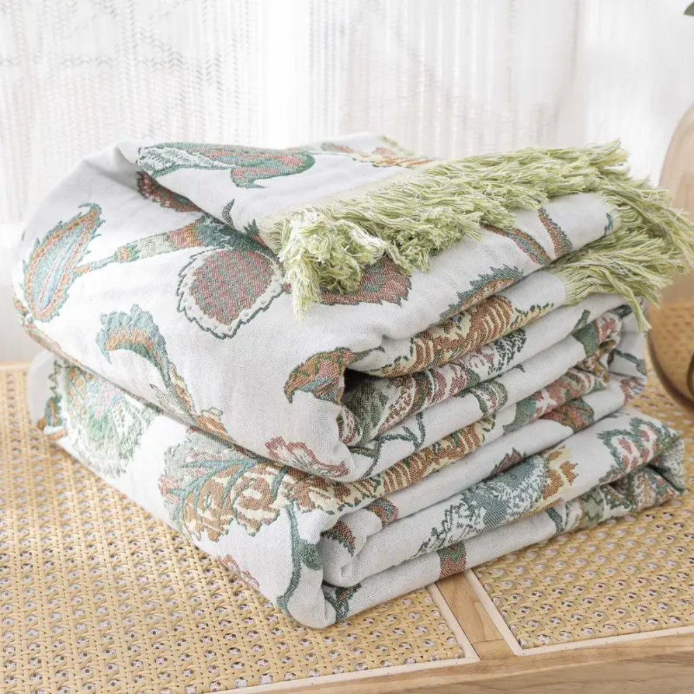 Reverie Floral Tassel Cotton Blanket