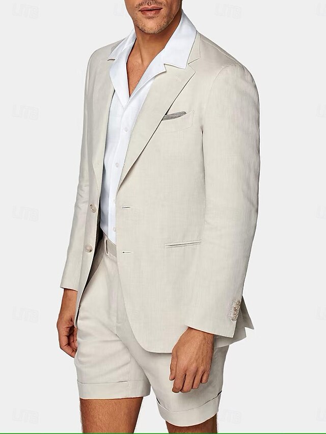 Archie | Men's Linen Suit Set With Notch Neckline