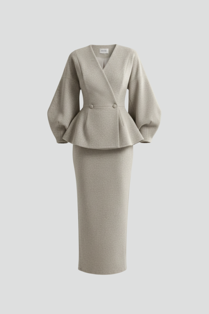 Tina | Women's Suit V-Neck Blazer and Skirt Set