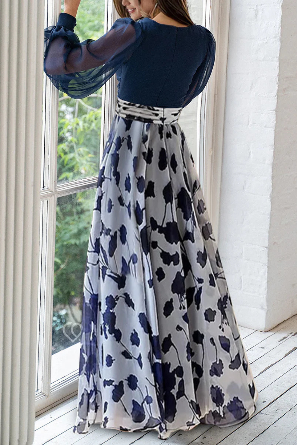 Valentina | Women's Floral Maxi Dress with Balloon Sleeves