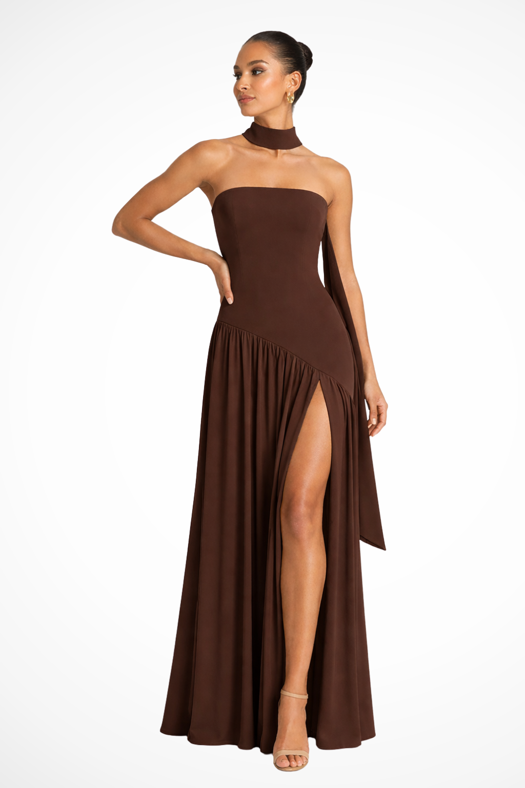 Yara | Women's Strapless Maxi Dress with Side Slit