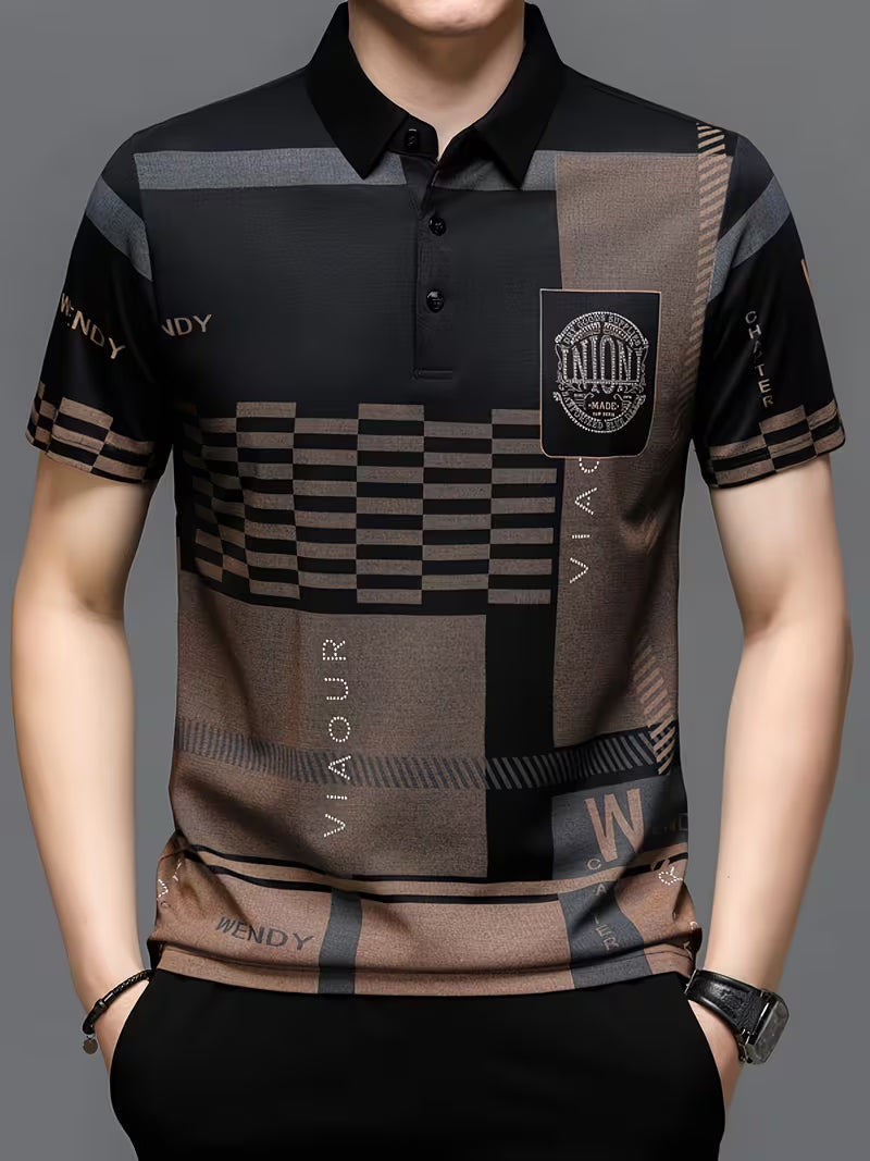 Damian | Geometric Pattern Polo Shirt