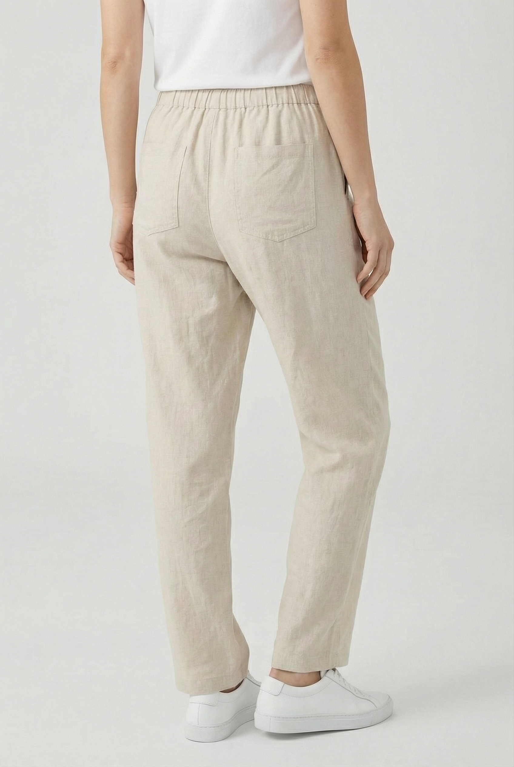 Women’s Linen Trousers Elastic Waist Drawstring Casual