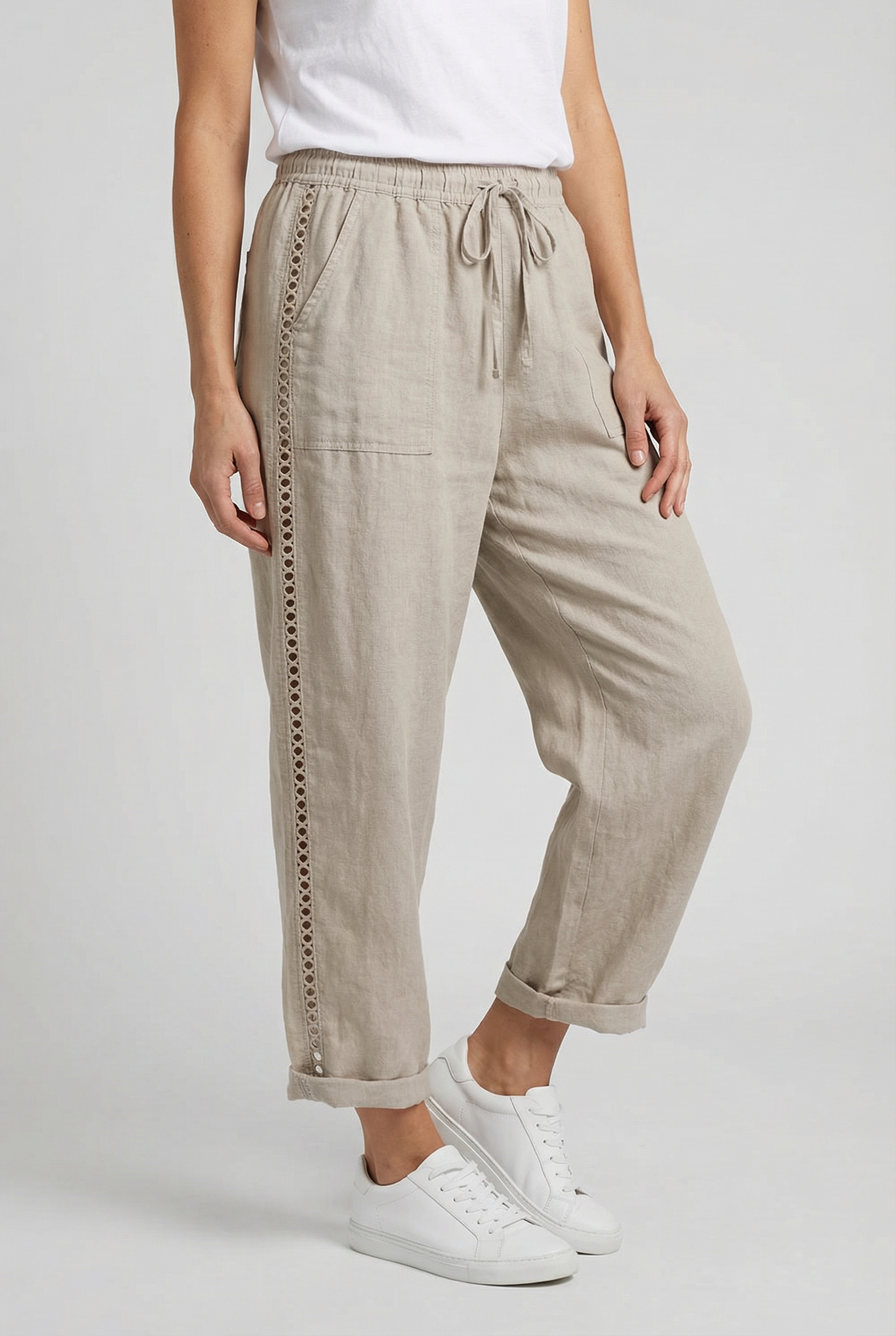 Women’s Drawstring Trousers Relaxed Fit Lightweight Fabric